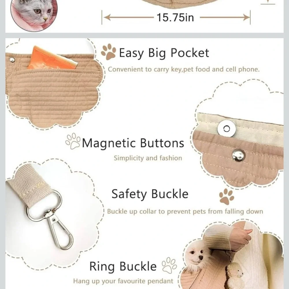 Brand new. Tan Pet Sling Carrier for small pets.